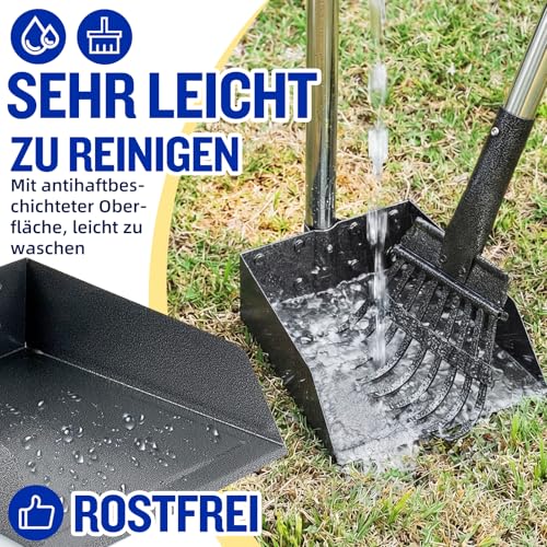 Snagle Paw Hundekotsammler, Abnehmbares 2 Stück Hundekotschaufel Für Garten, Gras, Pooper und Harke Metall Rechen Kehrschaufel für Große Mittlere Hunde mit Lange Verstellbare Griff Rake Waste Removal