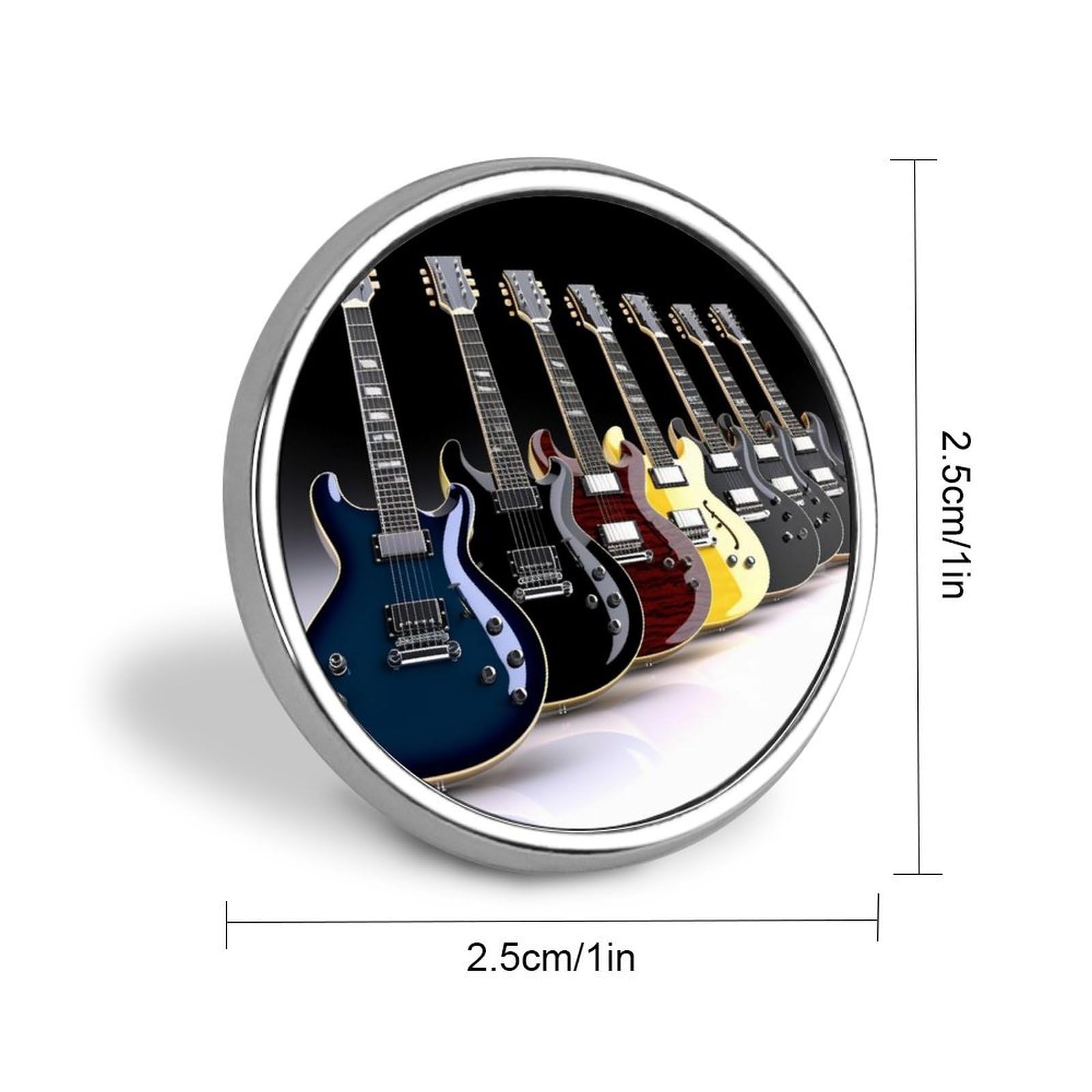 Aluminium Alloy Round Badge Brooch Pins for Men Electric Guitar Brooches Elegant Pin for Women Fashion Button Badges Brooch Badge for Hats Jackets Shirts