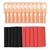 Vista 26 de Sanuke 10 terminales de batería 1/0 AWG-3/8, terminales de anillo de cable de alta resistencia, terminales de calibre 0, extremos de cable