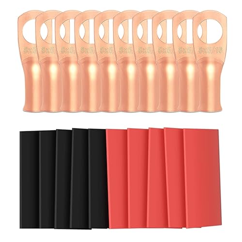 Miniatura 26 de Sanuke 10 terminales de batería 1/0 AWG-3/8, terminales de anillo de cable de alta resistencia, terminales de calibre 0, extremos de cable