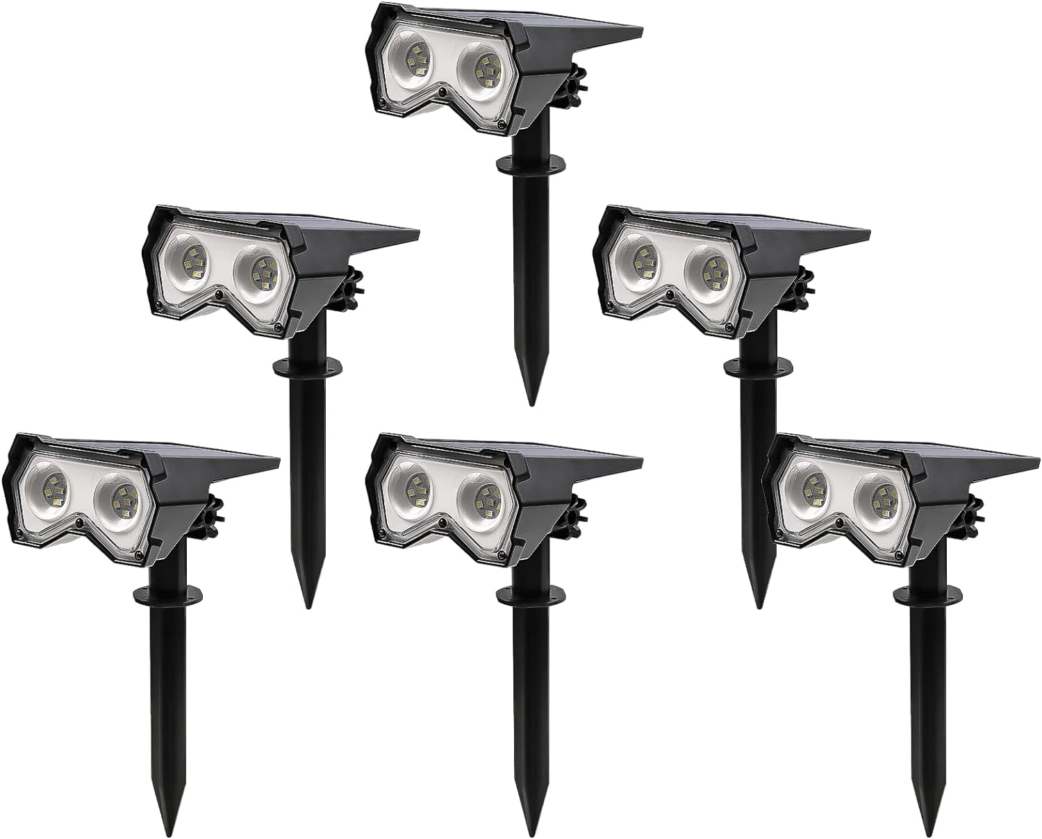 Solar Outdoor Lights, 6 Pack Waterproof Spotlights Solar Powered Lights, IP65 Waterproof Solar Path Lights, LED Solar Lights for Walkway Path Driveway Patio Yard & Lawn (White)