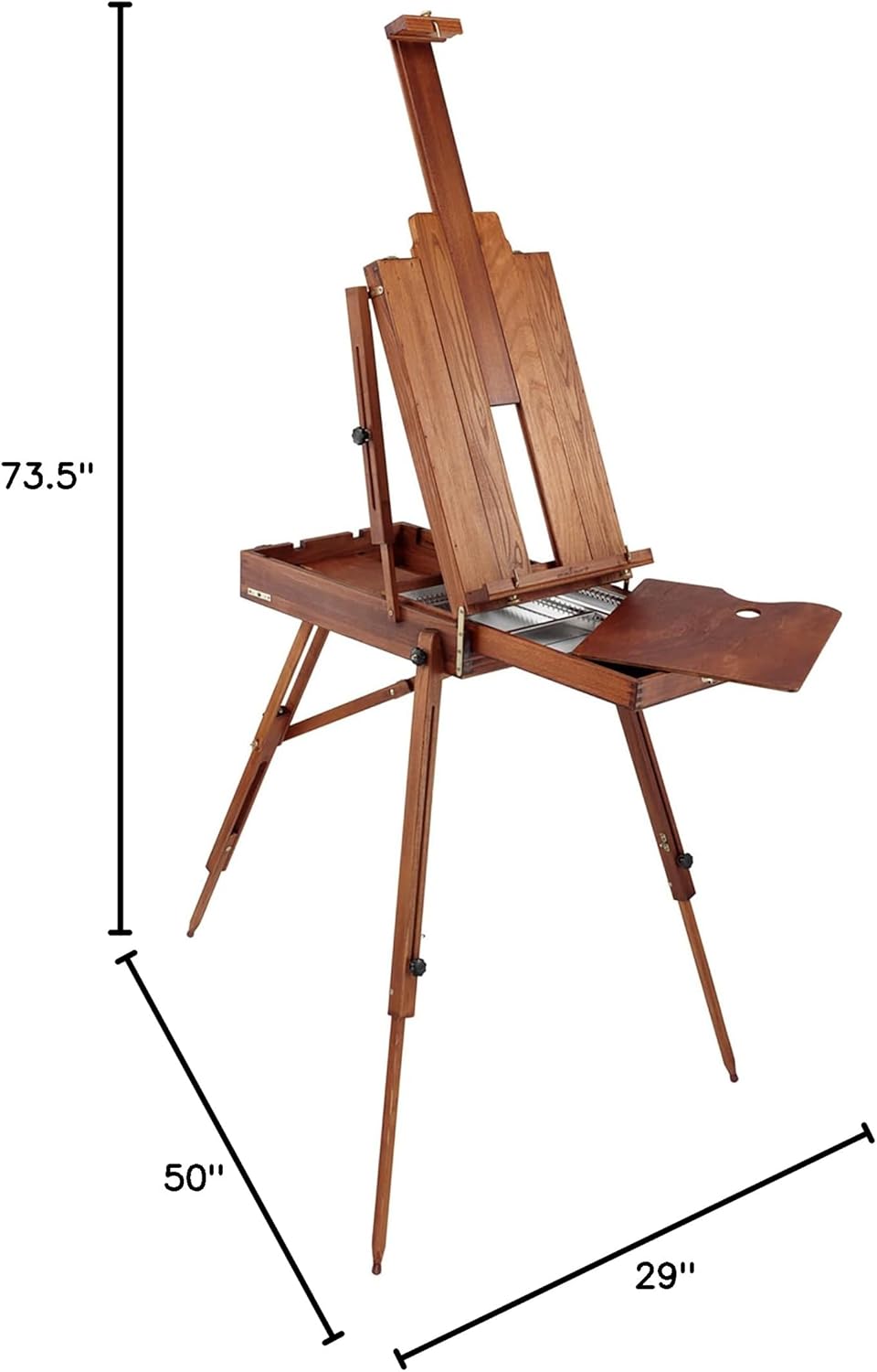 Creative Mark Safari II Deluxe Easel - French Style for Plein Air Painting, Elmwood with Walnut Finish, Holds Canvas Up to 39", Sliding Mast, Fully Divided Sketch Box, 12" x 16" Palette, 12 lbs