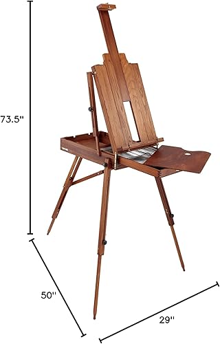 Miniatura 8 de Cezanne Safari Caballete francés de calidad de artista de lujo, portátil con caja de bocetos de almacenamiento, altura ajustable, paleta de pintura