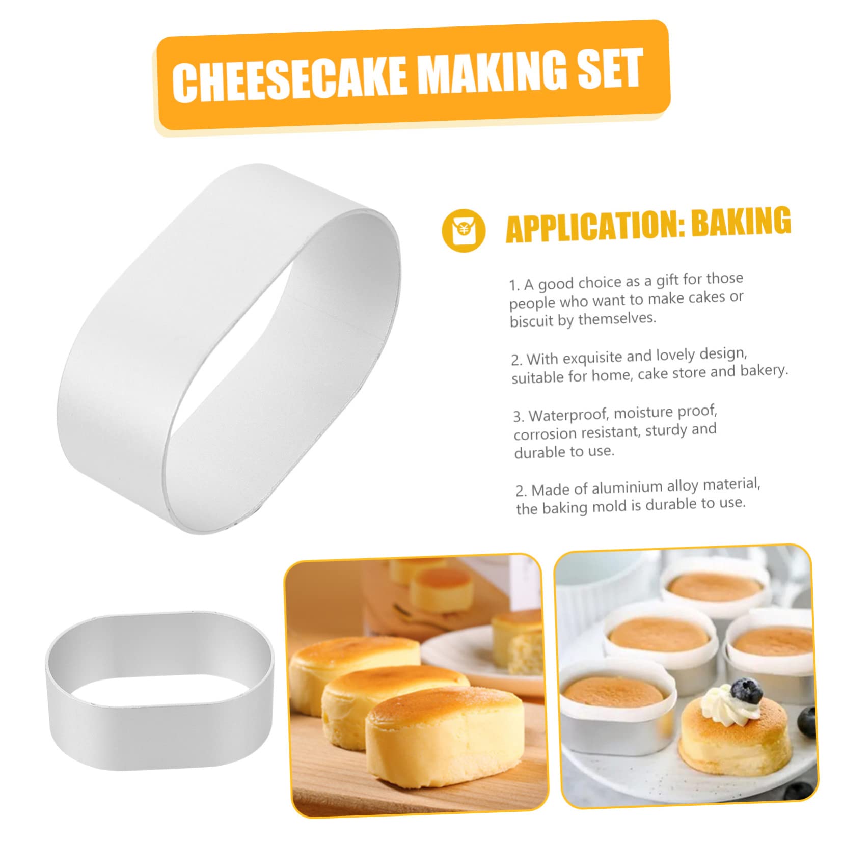 Cabilock 6 Pcs Aluminum Alloy Cake Baking Molds Non-stick Oval Baking Cake Mold