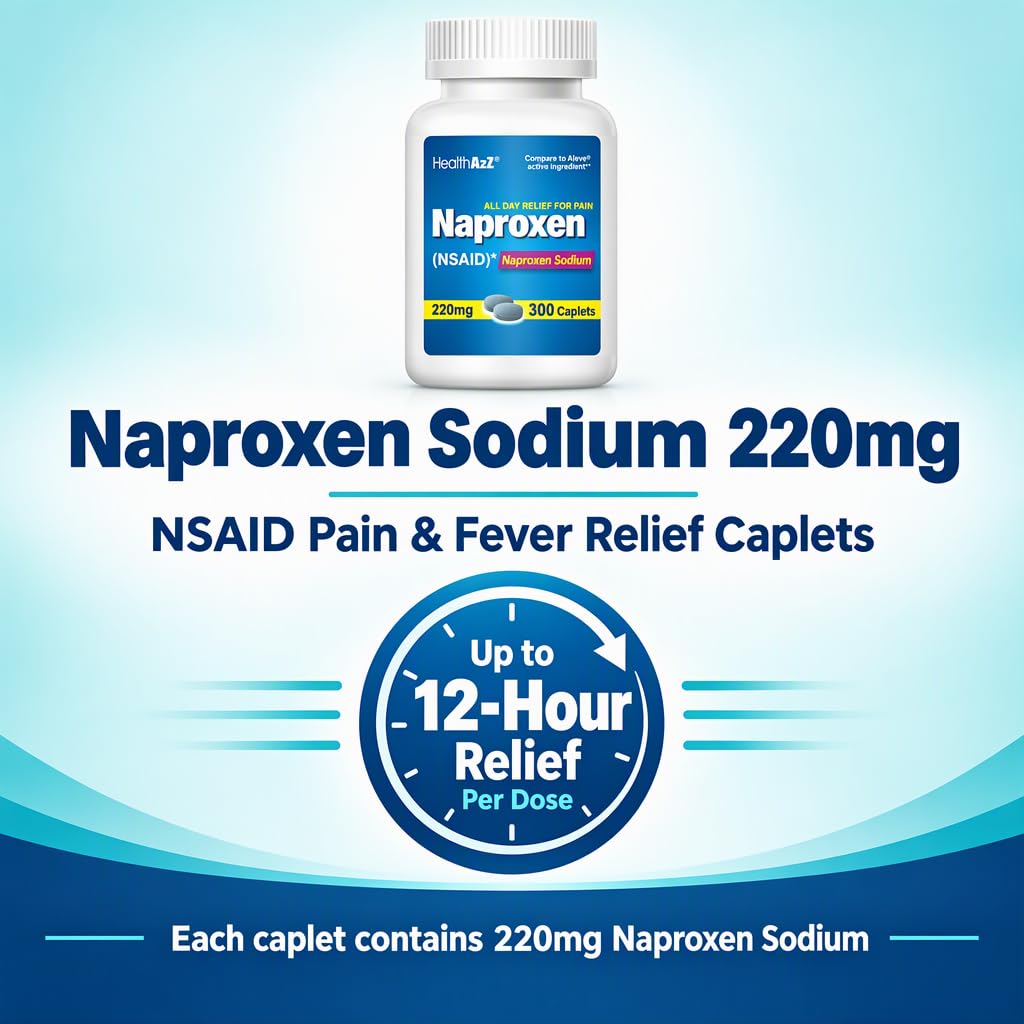 HealthA2Z® Naproxen Sodium 220mg NSAID, Pain & Fever Relief, 300 Count — Amazon image 2