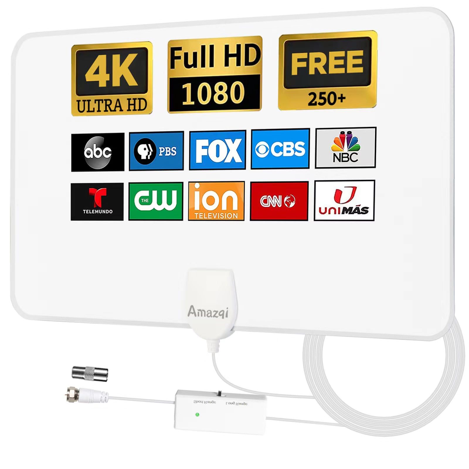 TV Antenna - 250+ Miles Long Range,Indoor Digital TV Antenna for Local  Channels - with 4K