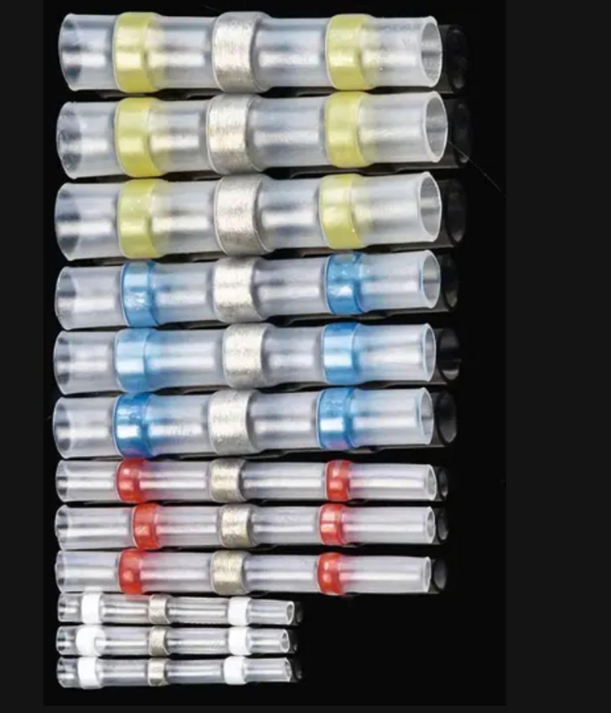115 PCS Solder Seal Wire Connectors-SNOOGG-Heat Shrink Waterproof Insulated Electrical Butt Connectors-Self Solder for Marine Automotive,Stereo-image-45