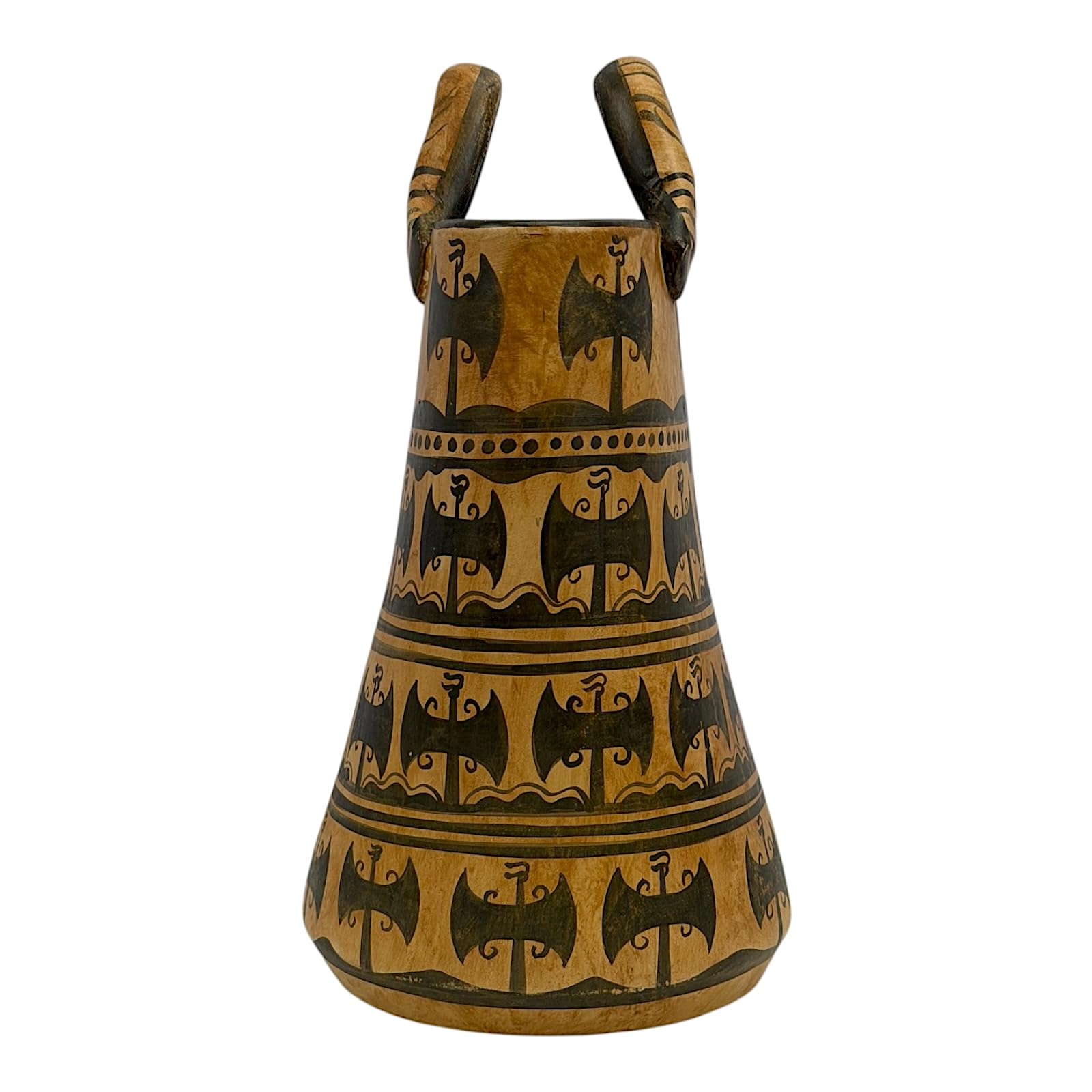 Vaso a forma di cesto minoico, ceramica greca fatta a mano, copia del museo di Cnosso, ceramica greca dipinta a mano, 20,1 cm