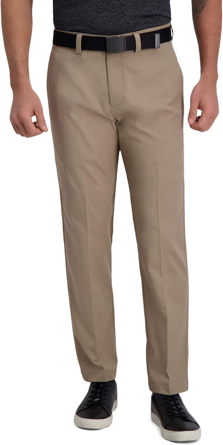 Haggar Mens Cool Right Performance Flex Straight Fit Flat Front Pant-reg. and Big & Tall