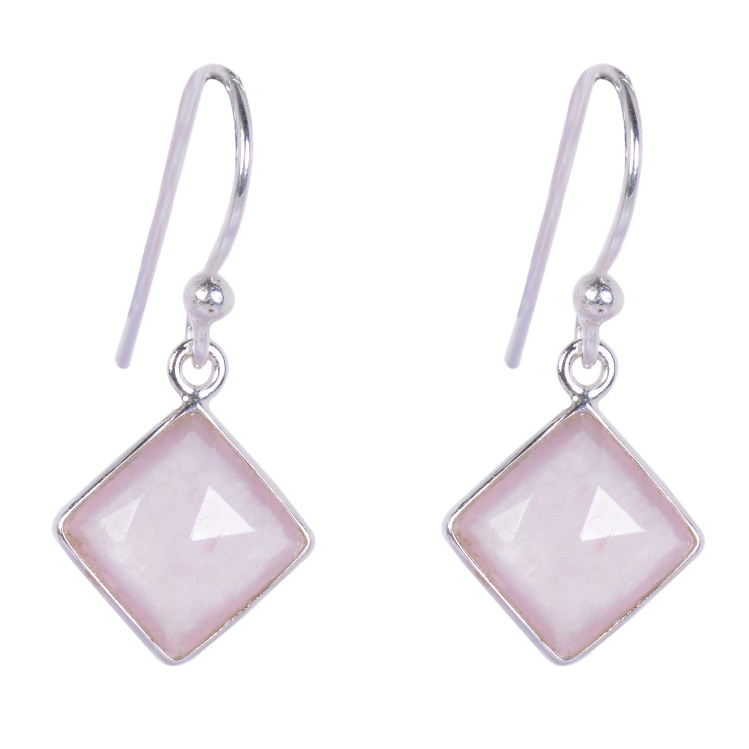 Silverwala925-92.5 Sterling Silver Pink Chalcedony,Quartz Stone fashion Hanging Earring for Women and Girls