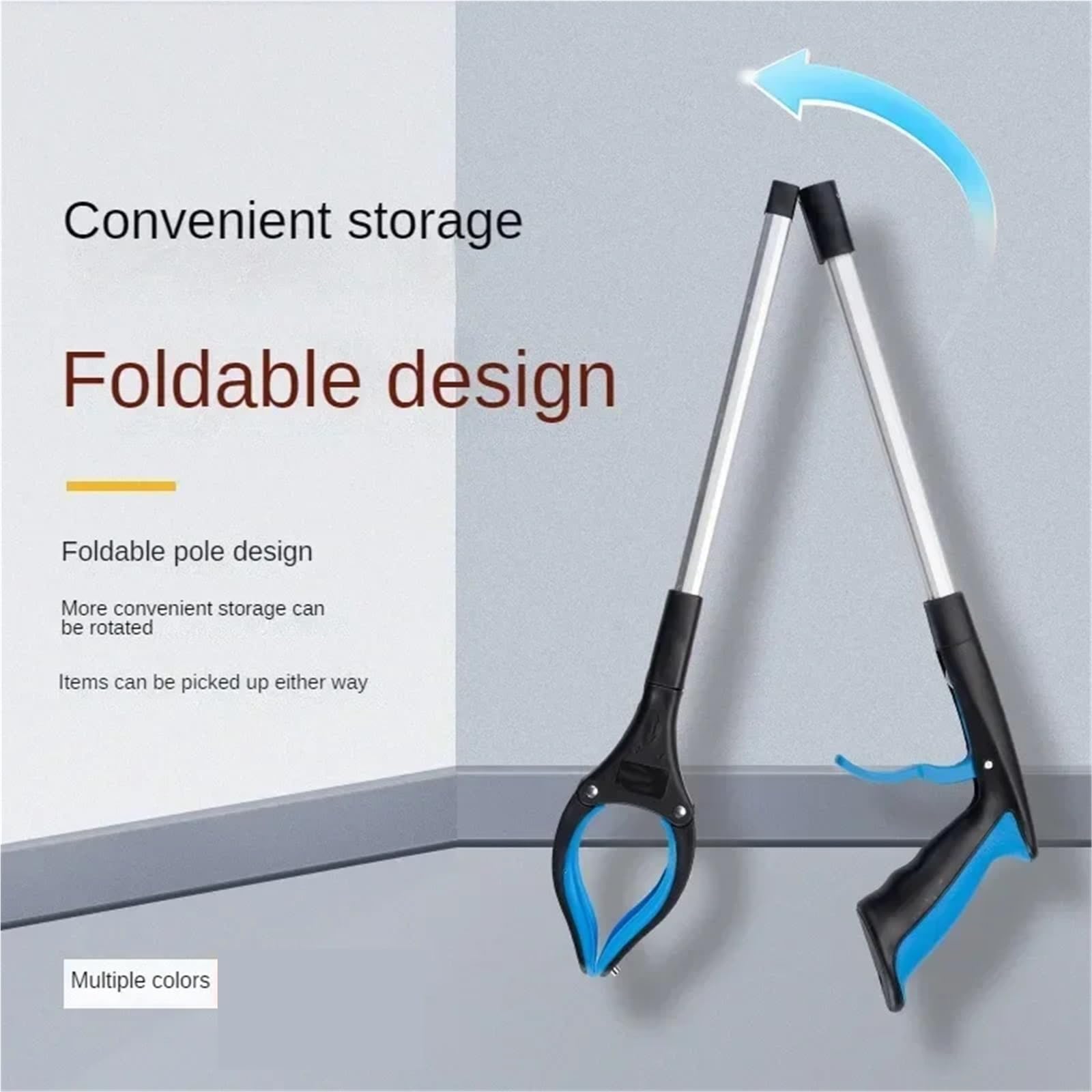 Recolector De Basura Clips de basura plegables, agarradores de postes de aleación de aluminio, herramientas de saneamiento, limpieza y recogida de mangos largos, 2 uds. Para Los Viejos, Discapacitados