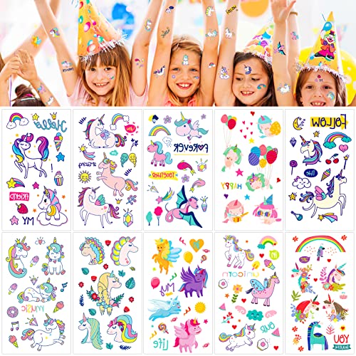 Qpout Tatuaggi Temporanei di Unicorno per Bambina