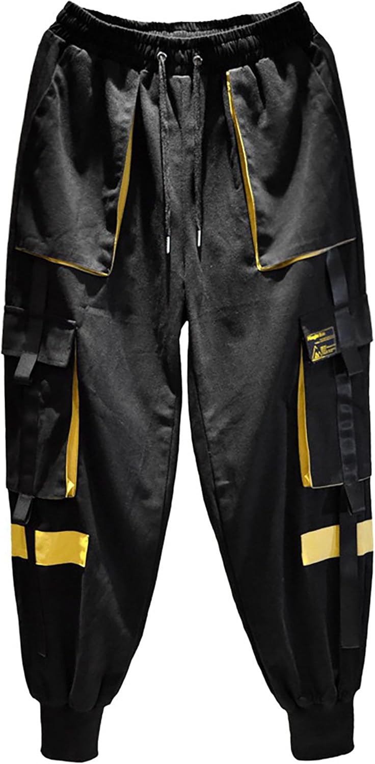MEINVQIAOTI Stitching Contrast Color Large Pockets Functional Cargo Joggers Women Casual Baggy Athletic Cargo Pants for Women