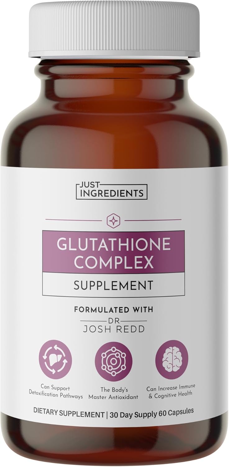 JUST INGREDIENTS Glutathione Complex – 60-Capsule Supplement with Liposomal, S-Acetyl-L-Glutathione & CoreBiome® Tributyrin – Supports Antioxidant Defense, Detoxification & Cellular Health*