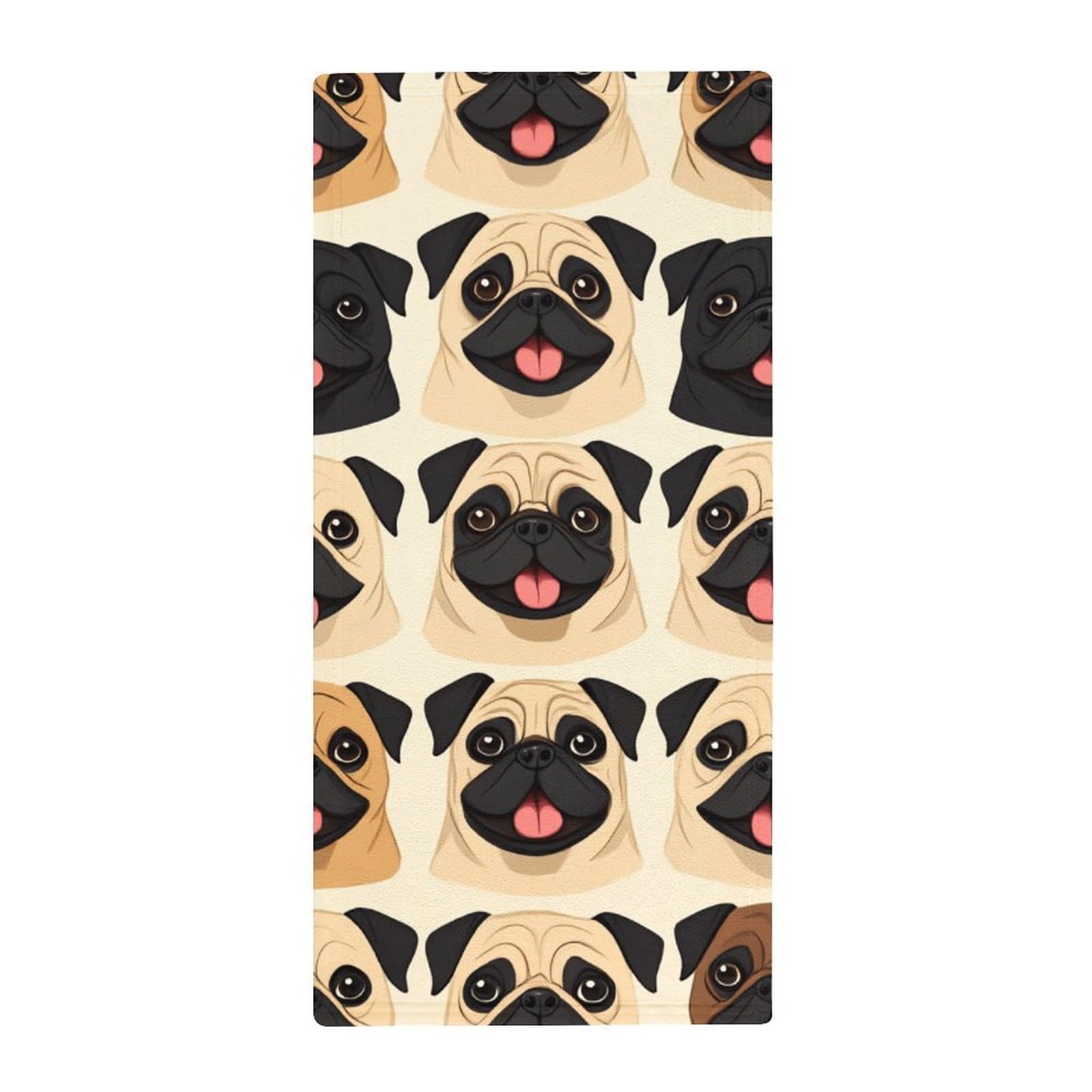 Anceky Decorative Kitchen Hand Towels, Cute Pug Dog Ultra Soft & Absorbent Guest Towels for Hotels & Home Bathrooms