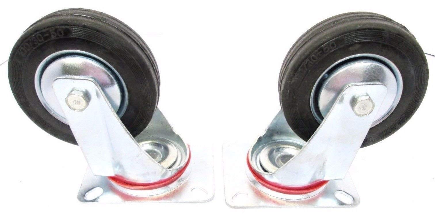 3" (75mm) Rubber Swivel Castor Wheels Trolley Furniture Casters (2 Pack) RM007