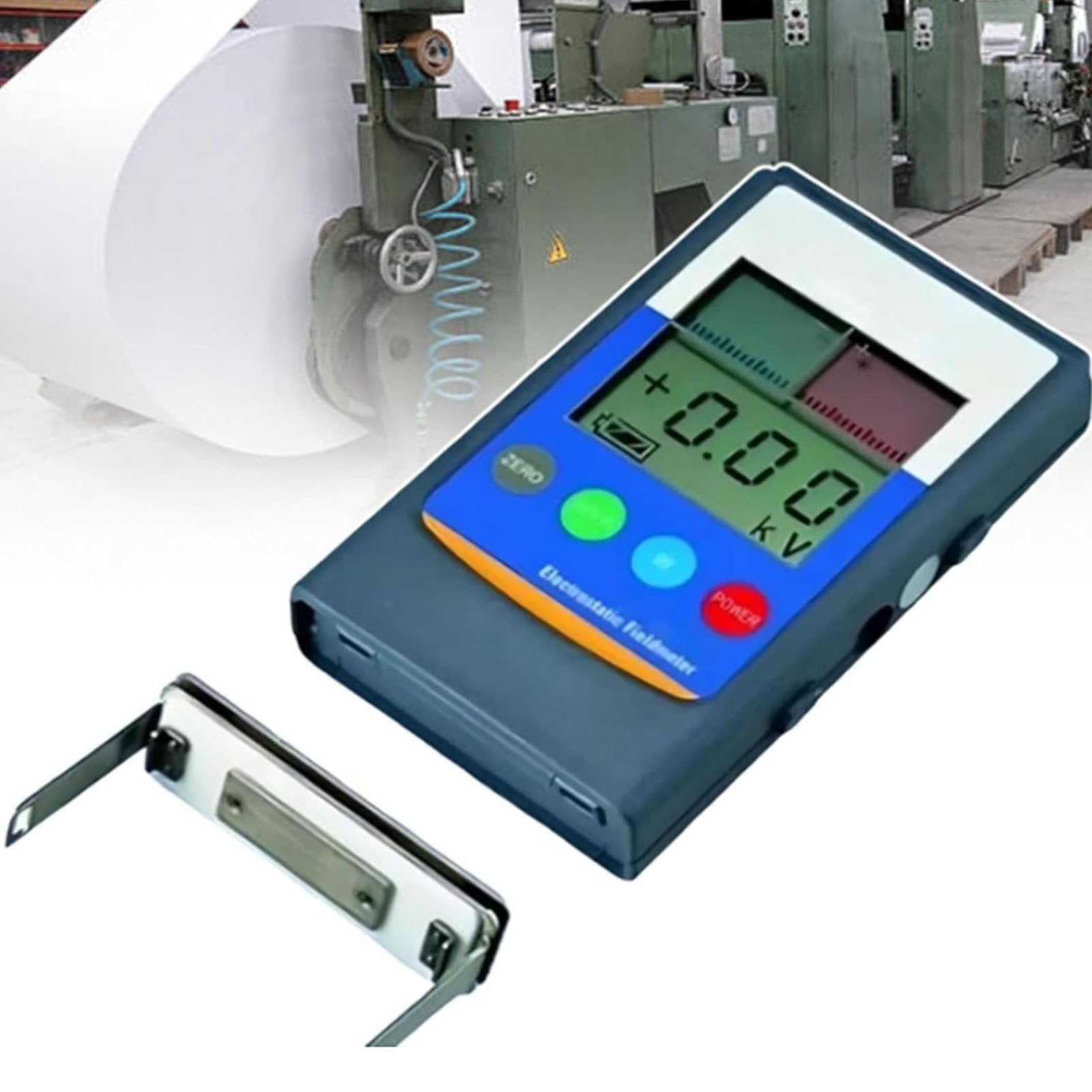 Miernik pola elektrostatycznego, ręczny tester elektrostatyczny (0–20 kV / 30 kV), detektor pola antystatycznego z wyświetlaczem LCD, tester równowagi jonowej – do tekstyliów, włókien, papieru 20KV