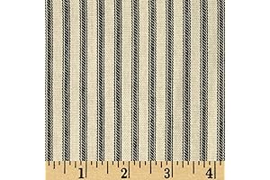 Santee Printworks Vertical Ticking Stripe Black/Ivory Fabric