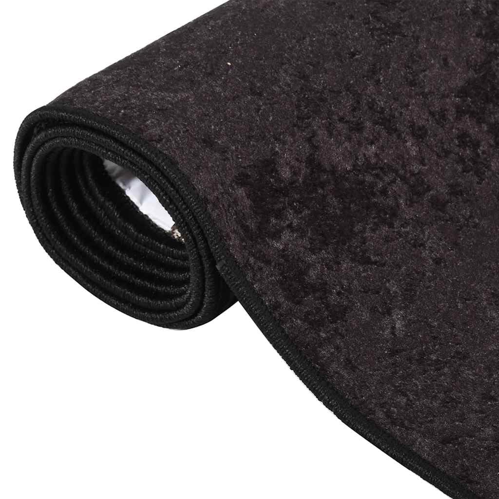 Tapis en velours lavable en machine - 80 x 150 cm - Avec dessous antidérapant pour isolation phonique et motif accrocheur - Anthracite