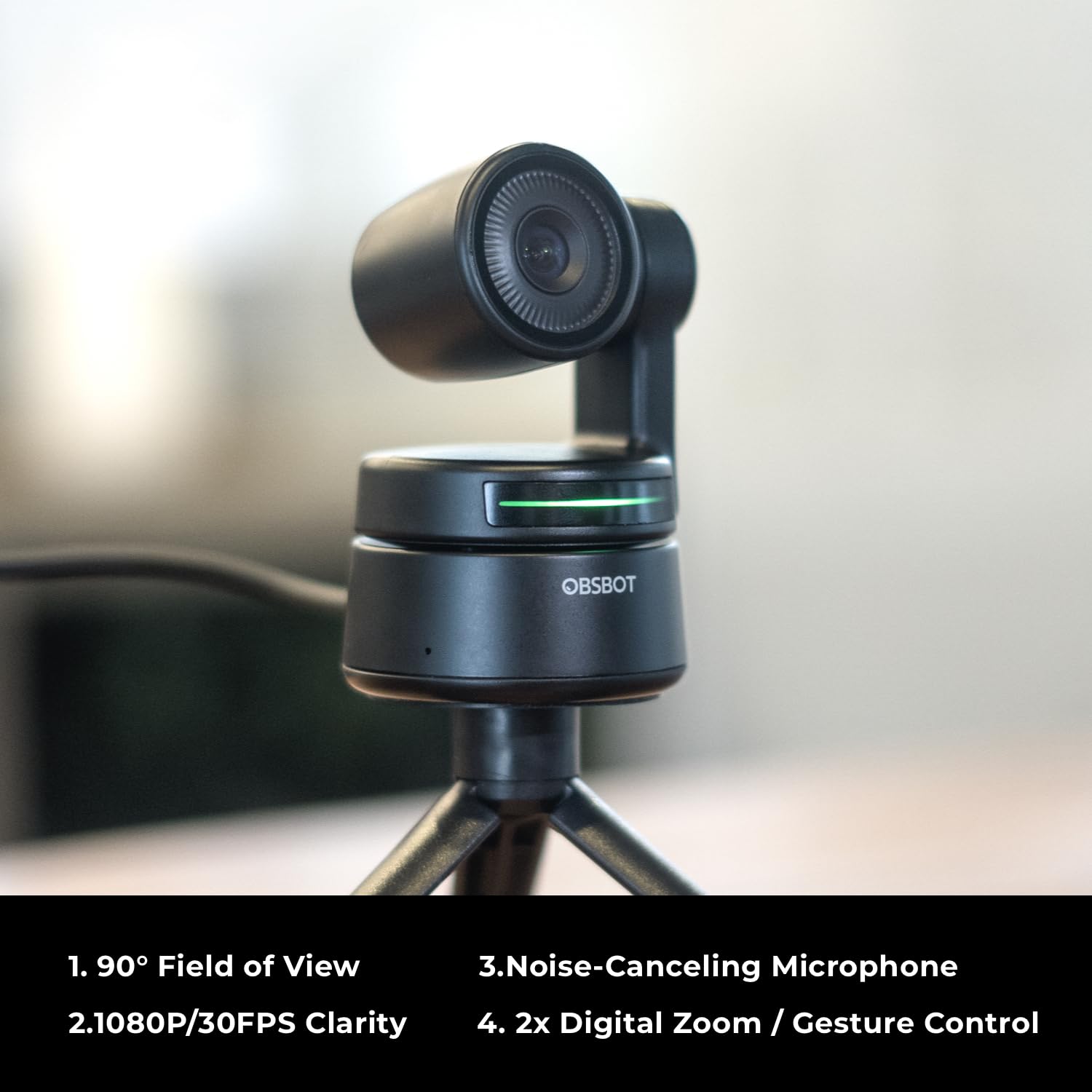 OBSBOT Tiny 2 Webcam 4K Voice Control PTZ, AI Tracking Multi-Mode & Auto Focus, Web Camera with 1/1.5" Sensor, Gesture Control, 60 FPS, HDR Light Correction, Webcam for PC, Streaming, Meeting, etc.