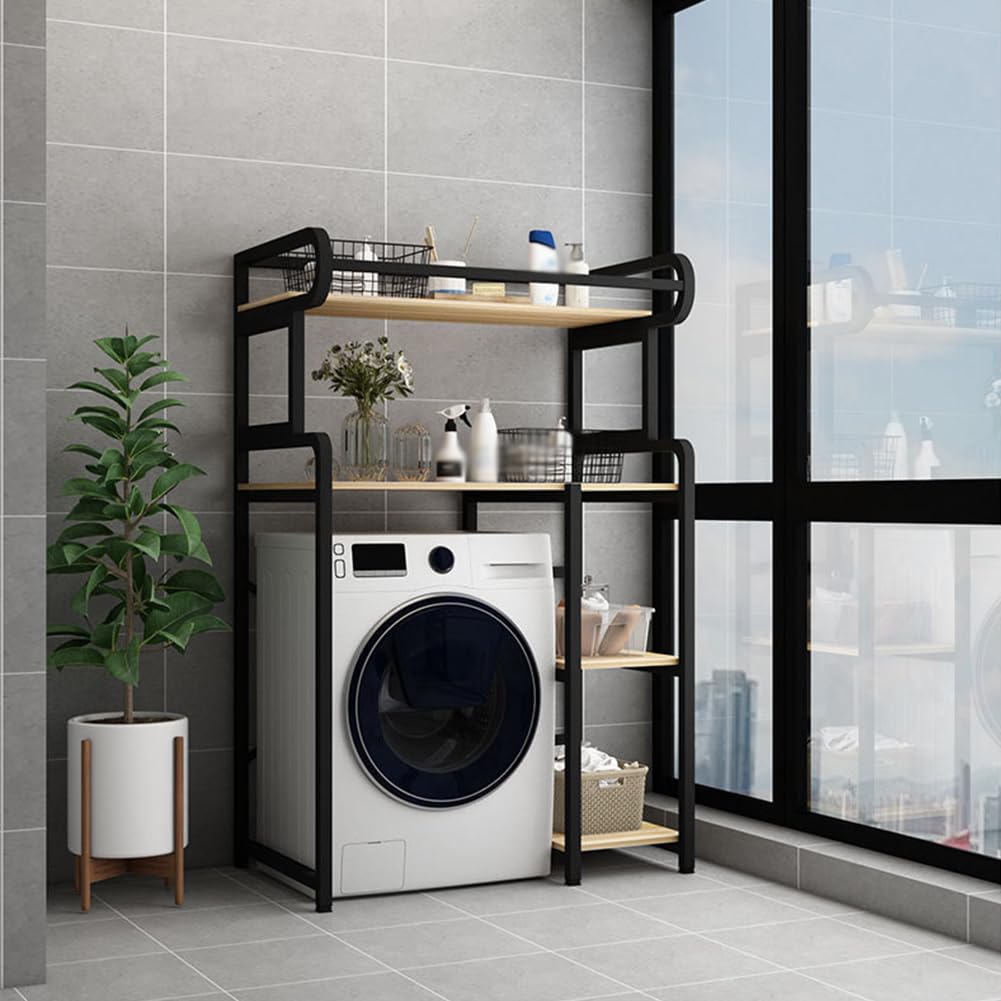 Mobile Sopra Lavatrice, Scaffale Sopra WC, Scaffale Bagno Sopra WC 2/3 Livelli, Mobile Lavatrice Salvaspazio Ripiani Aperti per Bagno, Lavanderia, Balcone B 100x60x194cm