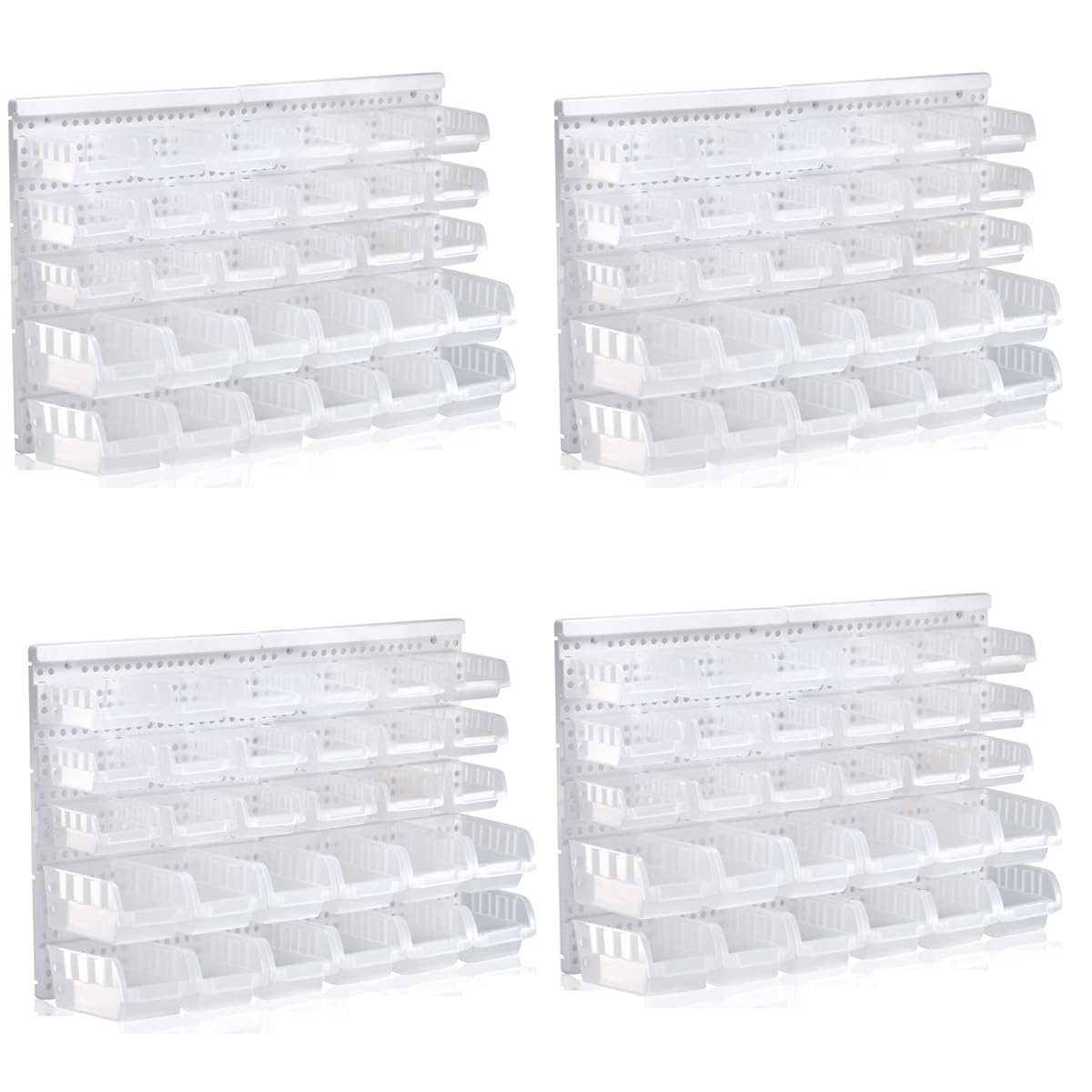 RIVTUNTransparent Garage Organizer Bins, 30PCS Wall Mounted Storage Small Parts Bins With White Pegboard to Store Nuts,Bolts, Screws, Nails