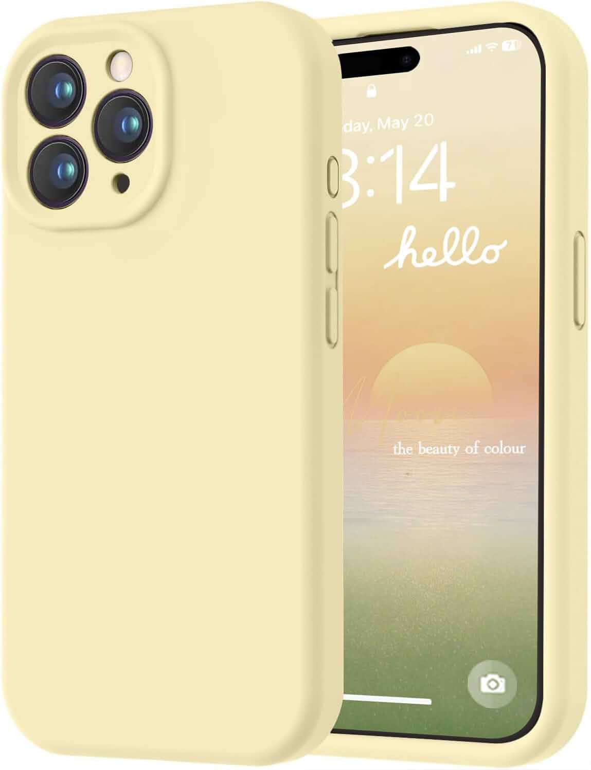 LOVE 3000 Designed for iPhone 15 Pro Case, Premium Silicone with [Soft Anti-Scratch Microfiber Lining] Shockproof Protective Phone Case for Men Women Girls 6.1", Creamy Yellow