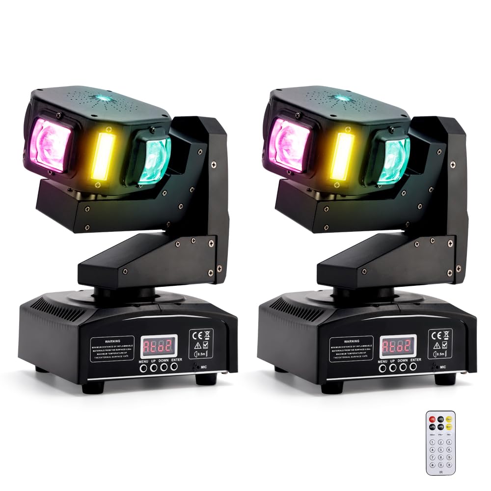 160W Disco DJ Licht Moving Head Led 2er Set 6LED,3-Achsen Beam Stage DMX Party Show Beleuchtung,CREE 4-in-1,Stroboskop,für Bühne,Konzert,Heimpartys DMX512,Master/Slave,Voice Control
