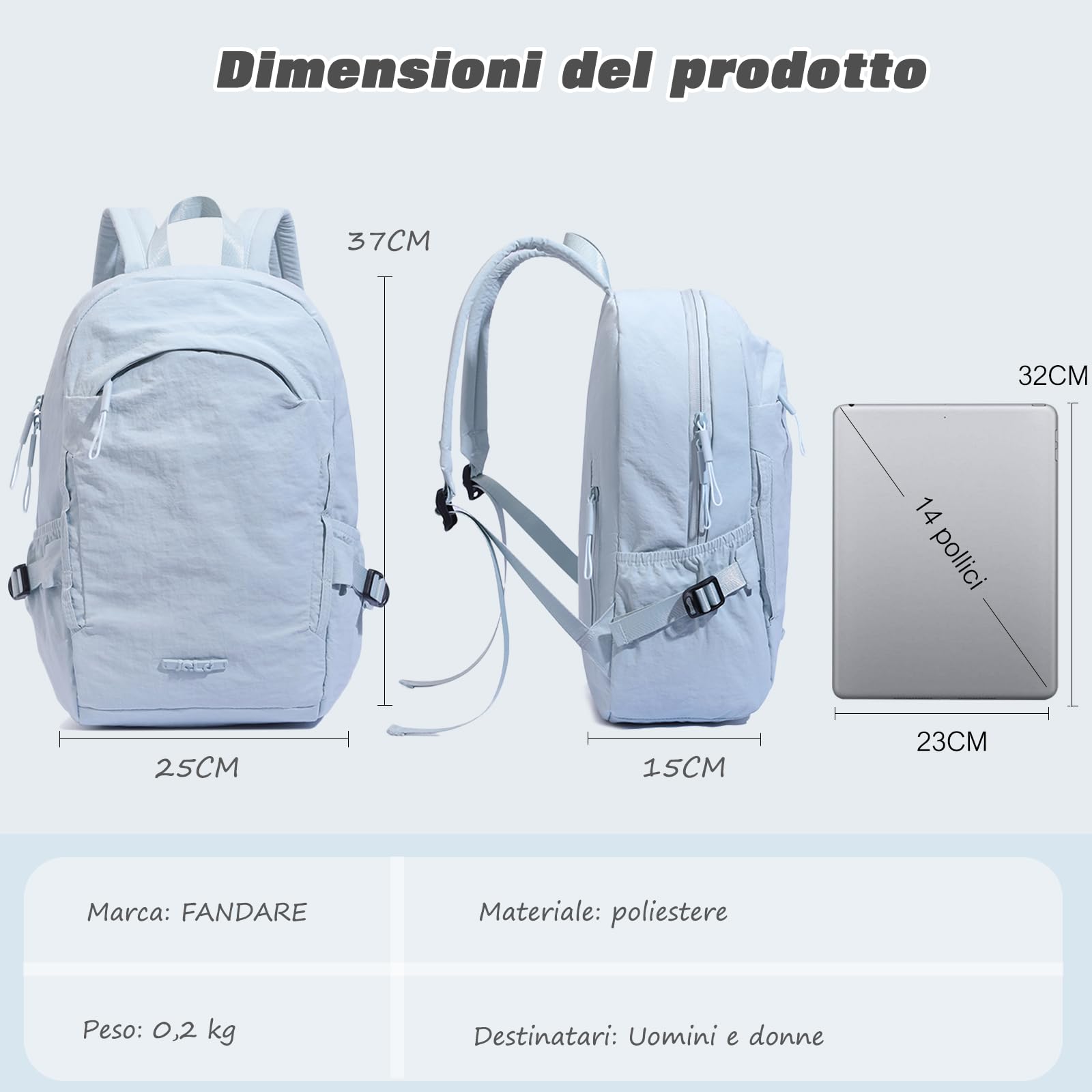 FANDARE Zaino Ultraleggero Pieghevole Zaino Ryanair 25x15x37 Zaini Casual 25 Litri Zaino da Viaggio Porta PC per Uomo Donna scuola Cartelle Bagaglio a Mano per Pendolarismo Trekking Verde