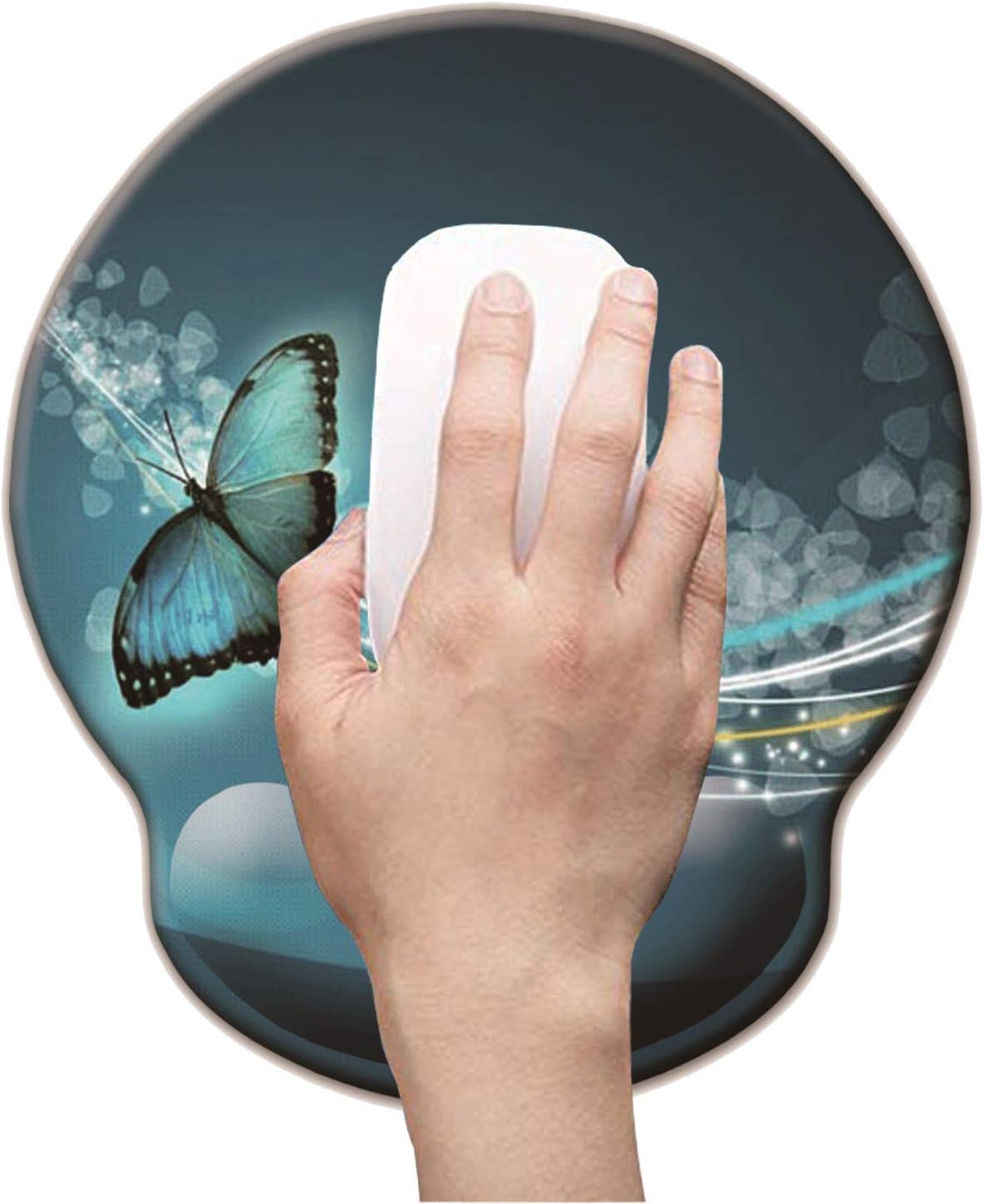 Non Slip Mouse Pad Wrist Rest for Office, Gaming,Computer, Laptop & Mac - Durable & Comfortable & Lightweight for Easy Typing & Memory Foam Pain Relief-Ergonomic Support (Blue Butterfly)