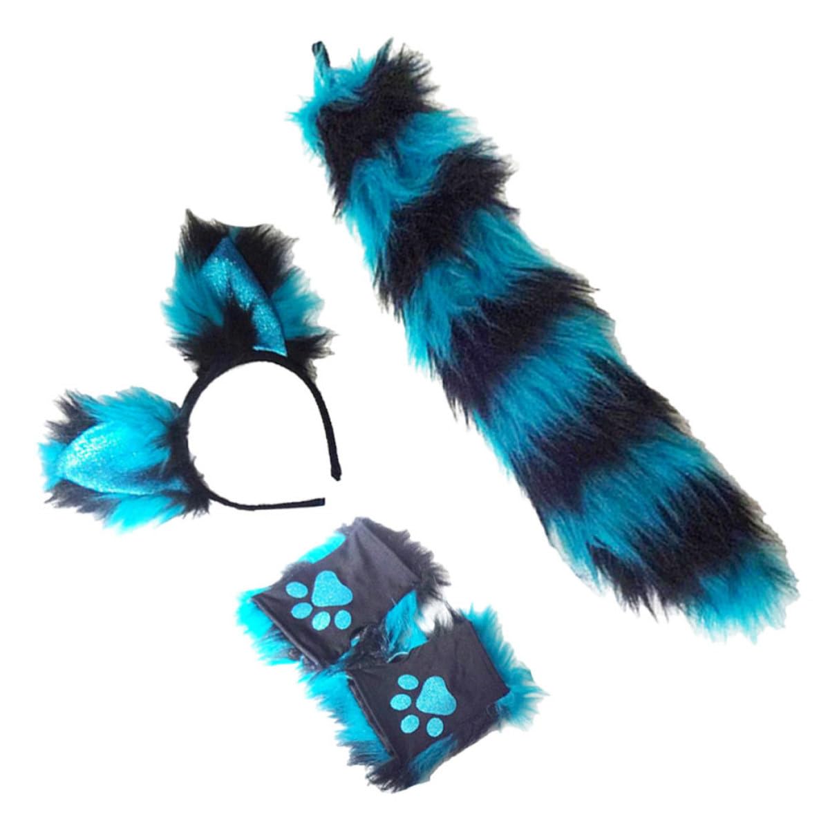 Healeved 5 Juegos Diadema de Orejas de Animal Peludo para Halloween, Felpa