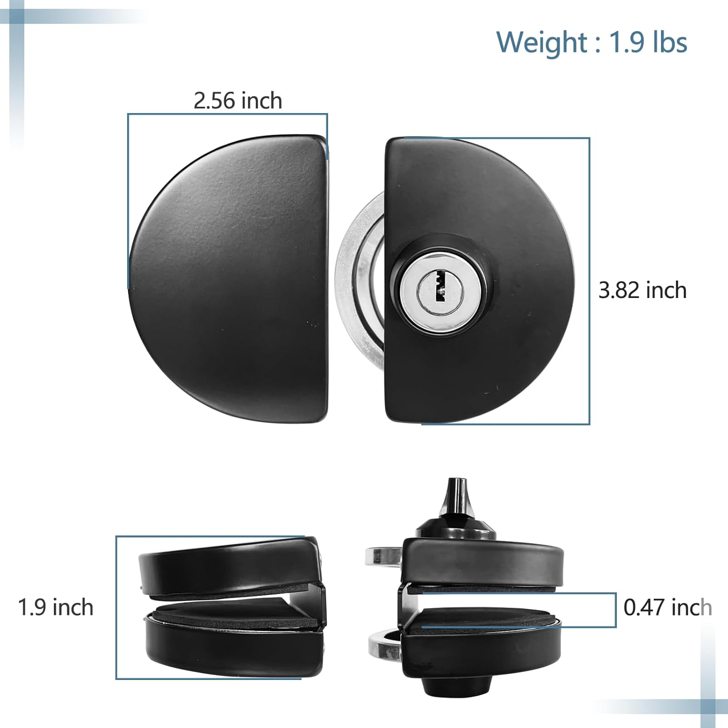Sliding Double Glass Door Lock, Home, Office Single Door Lock, no Drill Glass Door Lock Anti-Theft Security Lock, Double Swing Hinged Frameless Push Sliding Gate Lock with 5 Keys，Model A101