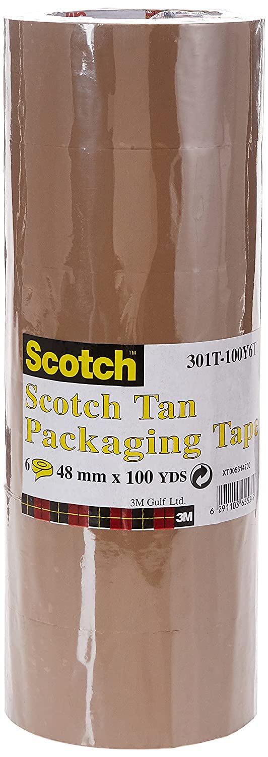 Scotch 301T-100Y6T Tan Packaging Tape 48 mm X 100 Yds