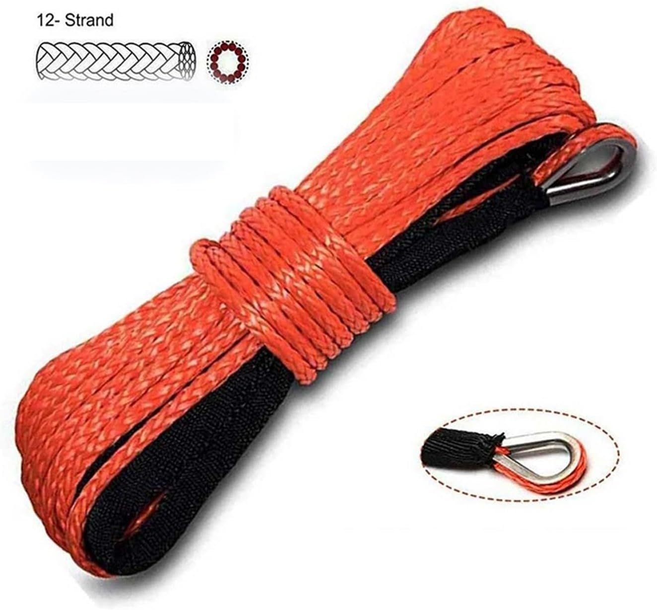 15m x 6mm/7mm 合成繊維ウインチ牽引ロープ 5800ポンド/7700ポンド/9300ポンド ヘビーデューティー車両ウイン