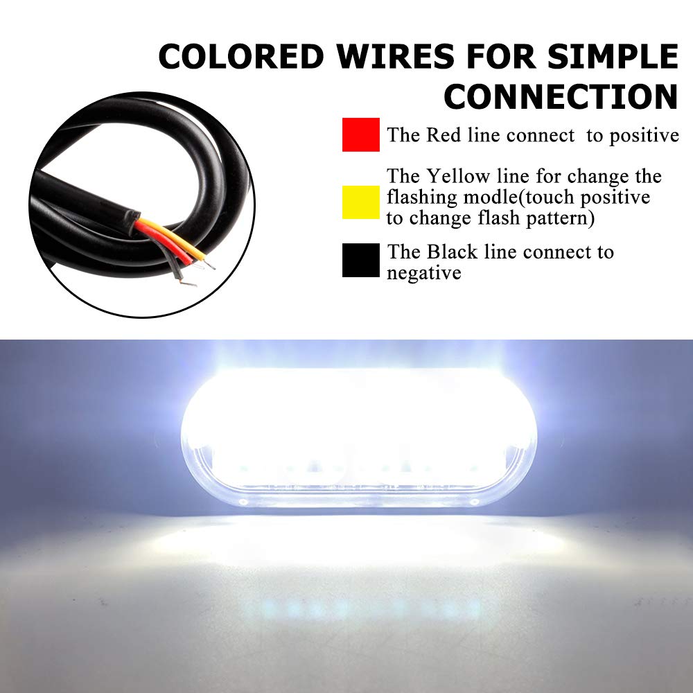Kit 4 Feux Stroboscopiques LED Ultra Mince 20 LED - 12-24V - 18 Modes Clignotement - Étanche IP65 - Pour Camion, Remorque, Véhicule De Chantier - 7