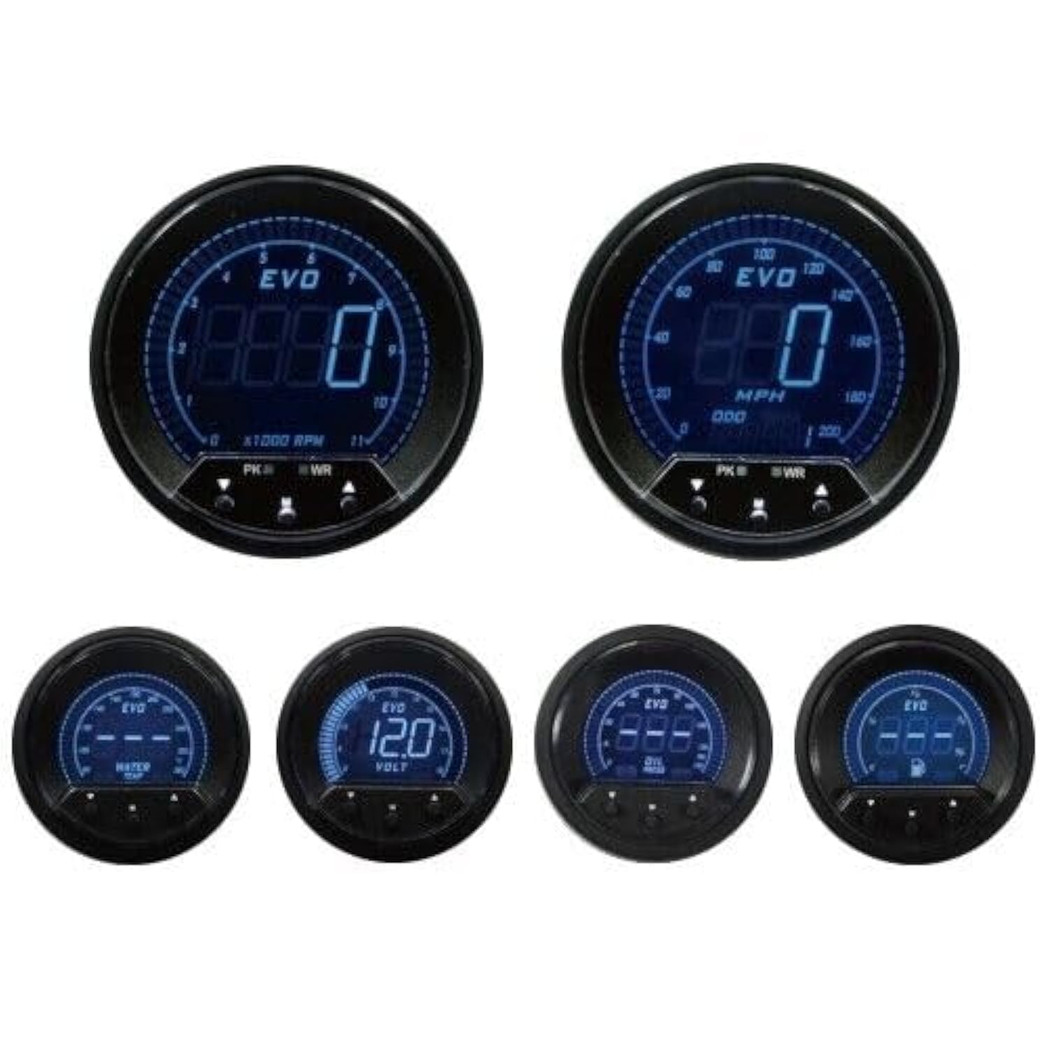 Motor Meter Racing 5 Gauge Set - Black Dial -12