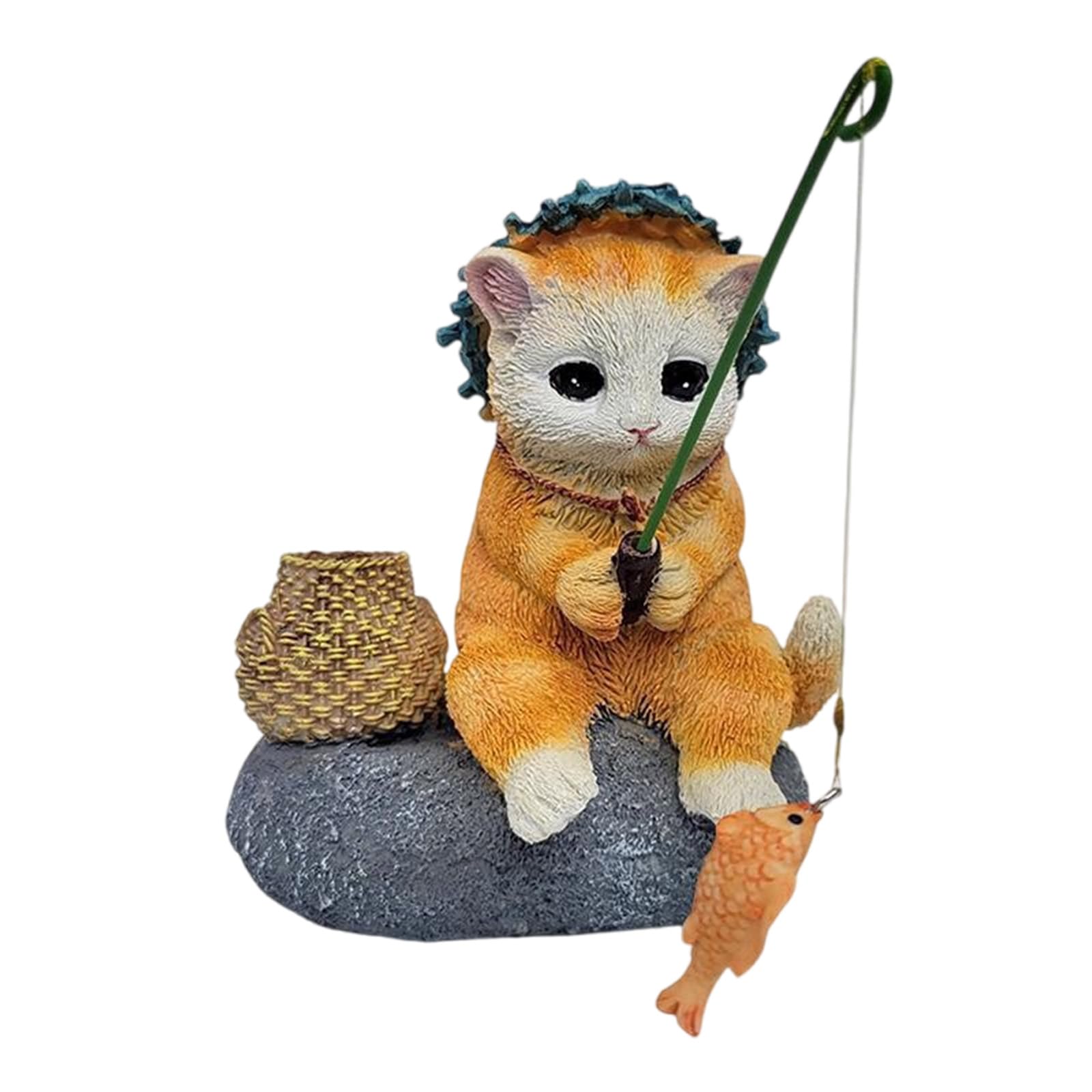 YROHGKPN Cats Figure for Unique Terraces or Yard Decoration Miniature Animal Figurine Artistic Garden Sculpture Ornament Aquarium Decoration