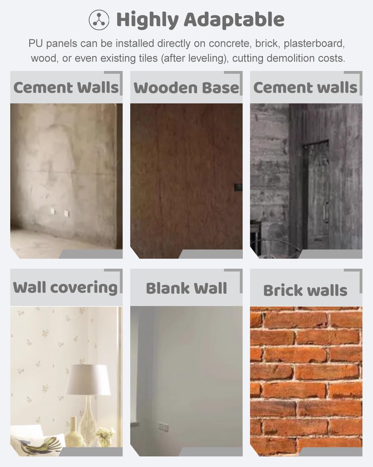 Pannelli Decorativi per Pareti Pannelli Murali in Finta Pietra per Interni Ed Esterni da 5 Cm, Confezione da 3, 6, 9 Pannelli con Texture in Cemento E Design 3D, Rivestimento(White-c,6 Pack)
