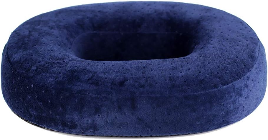 – Homely Lee Donut Seat Cushion Memory Foam Reduces Pressure Ideal for Haemorrhoid and Piles Sufferers, Coccyx Pain, Post Natal and Post Surgery Pain Relief & Comfortable (Navy)