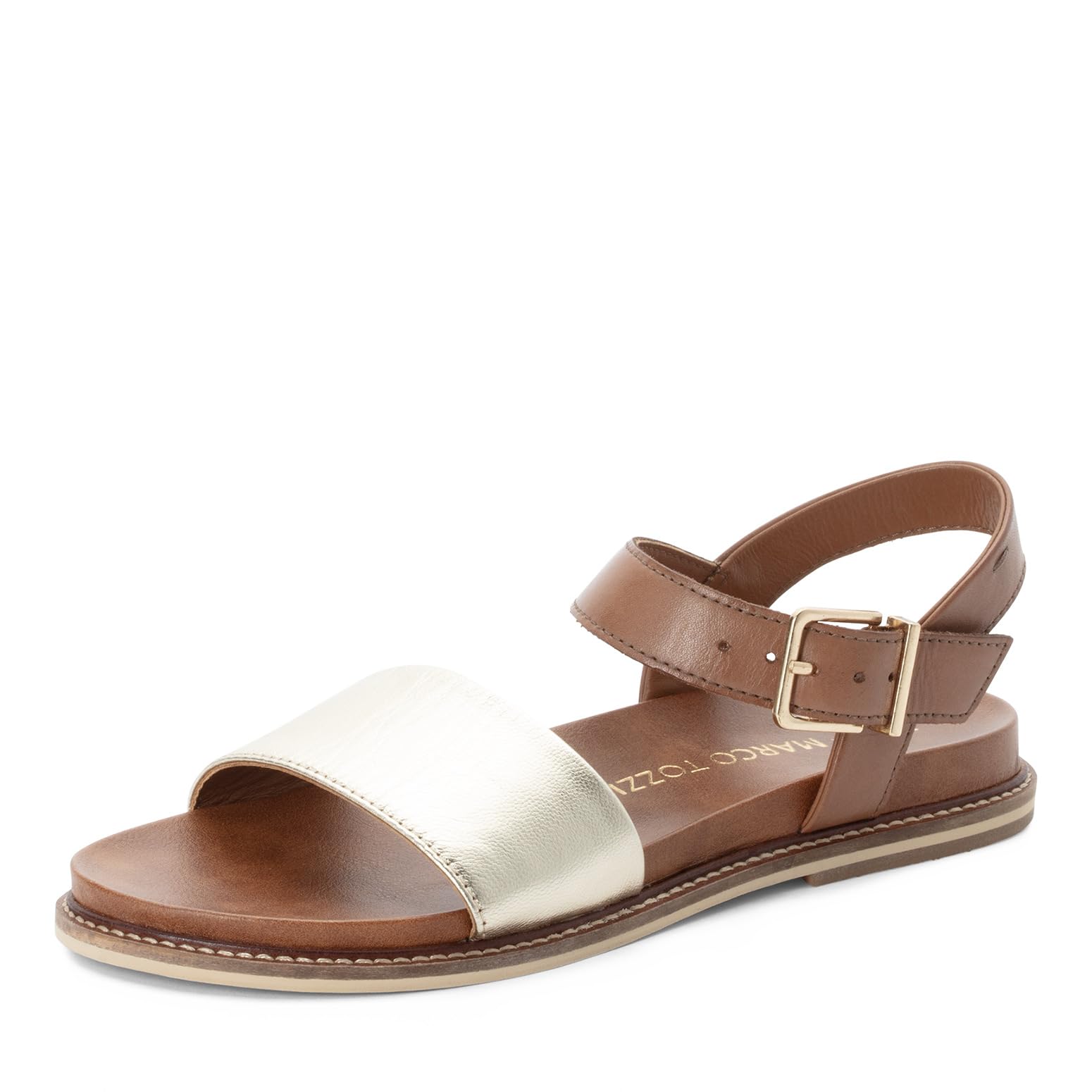 MARCO TOZZI Women Sandal footbed Leather Summery, metallic (GOLD COMB), 4.5 UK