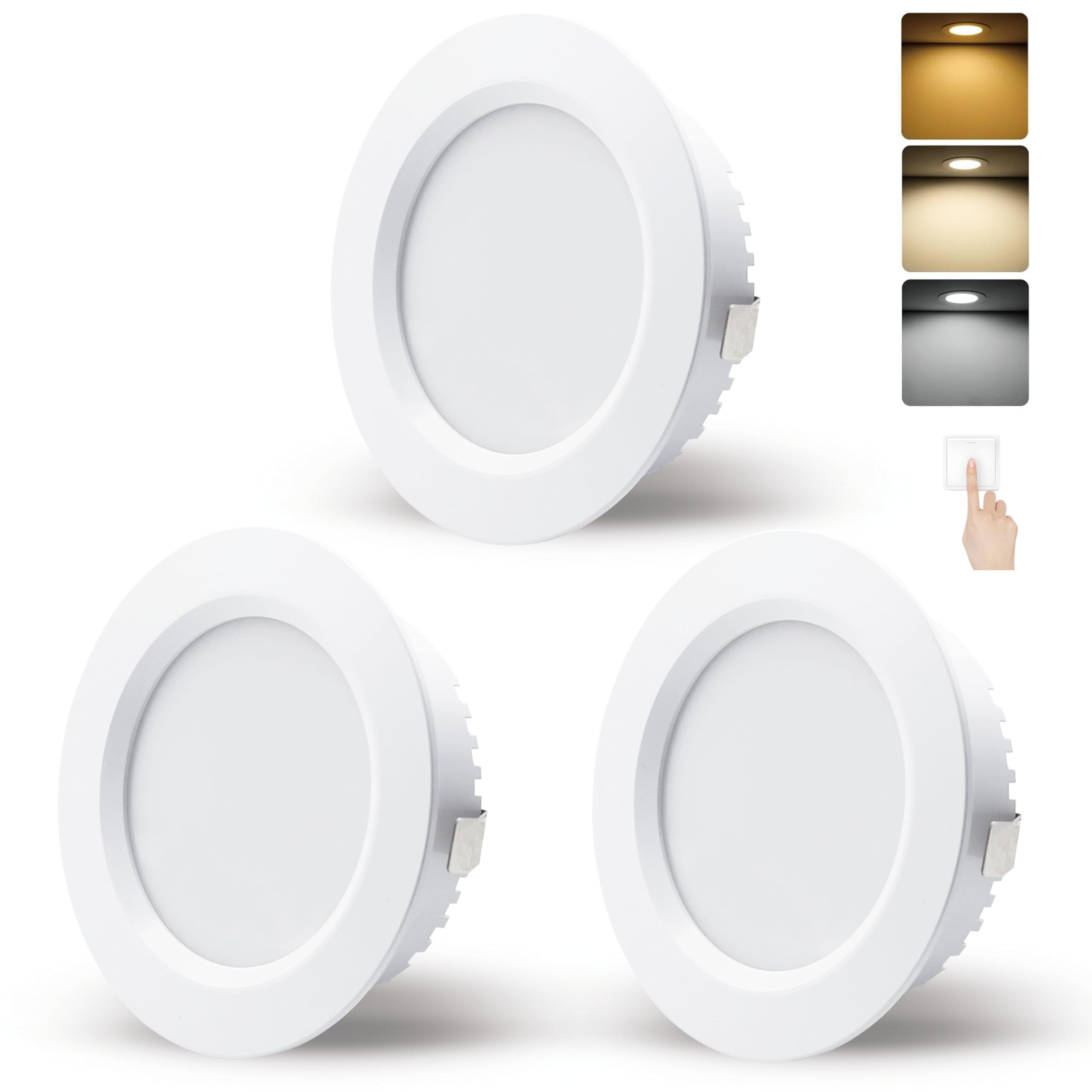 Faretti LED da Incasso per Cartongesso 230V 5W,IP44 Faretti LED Soffitto 20mm Ultrapiatto,Foro 65-75mm,Bianco Caldo 3000K Bianco Neutro 4000K Bianco Freddo 6500K Faretto led Cucina (Bianco, Set da 3)