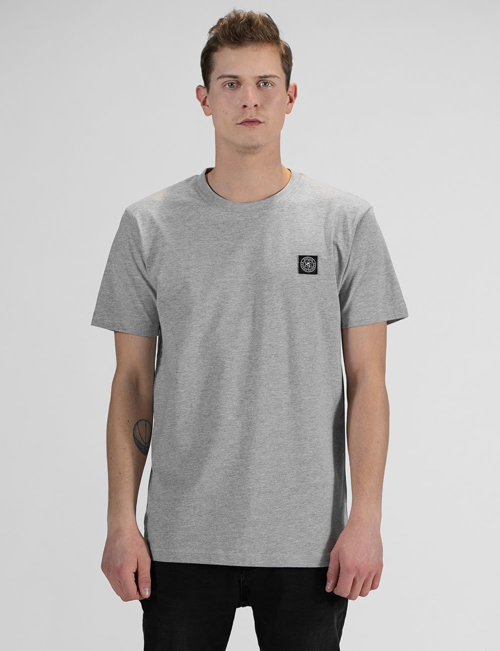 T-Shirt Round Neck Icon, Heather Grey, M