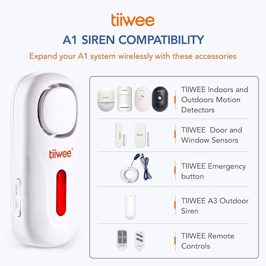 Tiiwee Home Alarm System Kits, Alarm System With Window Or Door Sensors And Remote Control, Expandable, Alarm Mode Or Notification Mode