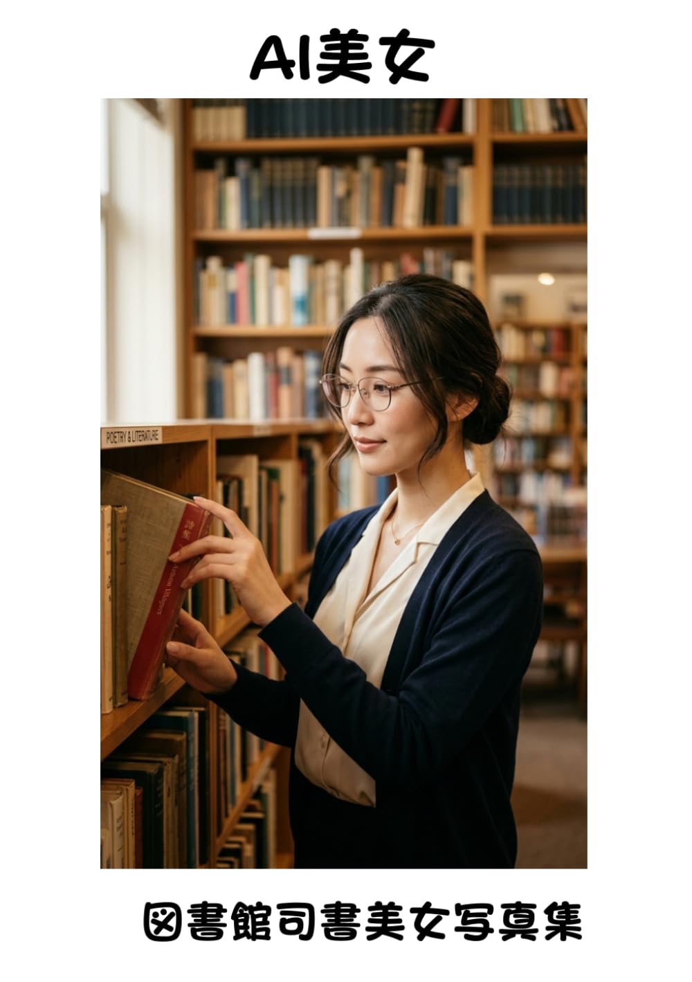 【AI美女】深夜の図書館の司書美女写真集