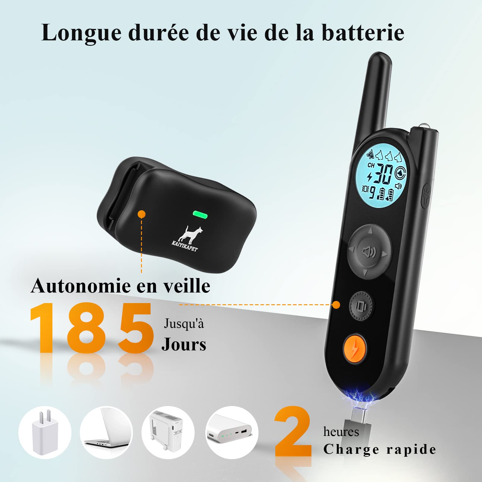 Clôture Électronique et Collier pour Chien avec 14 Niveaux Distance (8-1050m), Système de Clôture, Collier de Dressage pour Chien avec Mode Vibration, Son, Choc, IPX7 Résistant à L’Eau