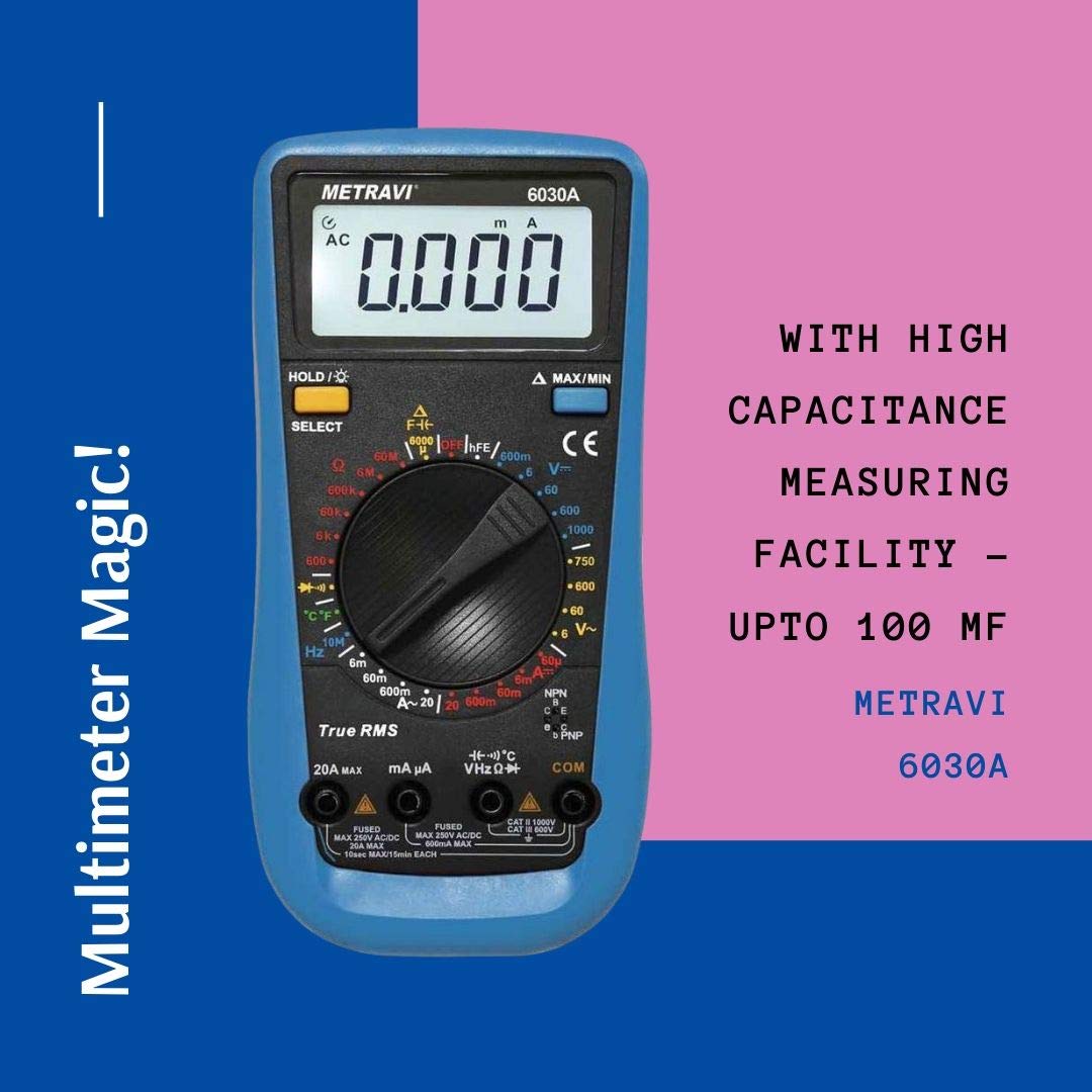 Metravi 6030A Digital TRMS Multimeter 6000 Counts with Back-lit LCD & overload protection — Amazon image 2