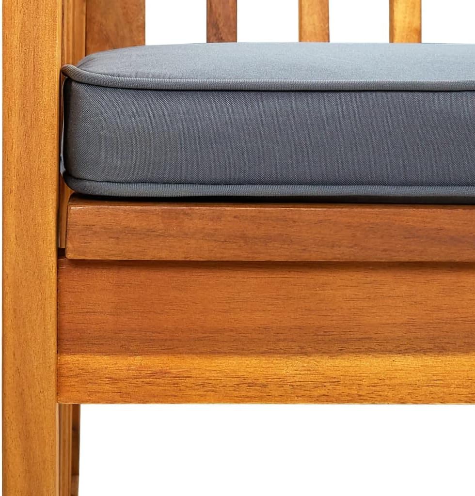 Patio Bench with Cushion,Outdoor Bench,Garden Bench,Porch Chair,Park Bench,Lounge Bench,Comfortable Bench,Featuring Slatted Design, for Porch,Courtyard,Garden,Park,Backyard,46.9" Solid Acacia Wood