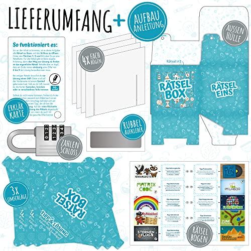 Rätselbox - Geschenkbox: 3 Rätsel lösen zum Öffnen - Ähnlichkeit mit Exit Game - Geschenkverpackung für Geldgeschenk oder kleine Geschenke