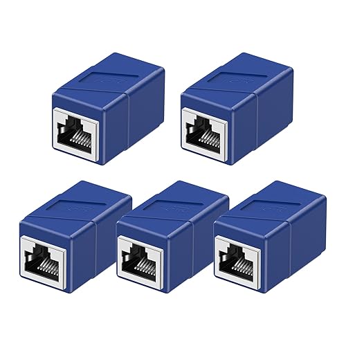 Miniatura 19 de Acoplador RJ45, paquete de 10 adaptadores Ethernet hembra a hembra, conectores de red rectos modulares de 8 pines para cable Ethernet Blanco