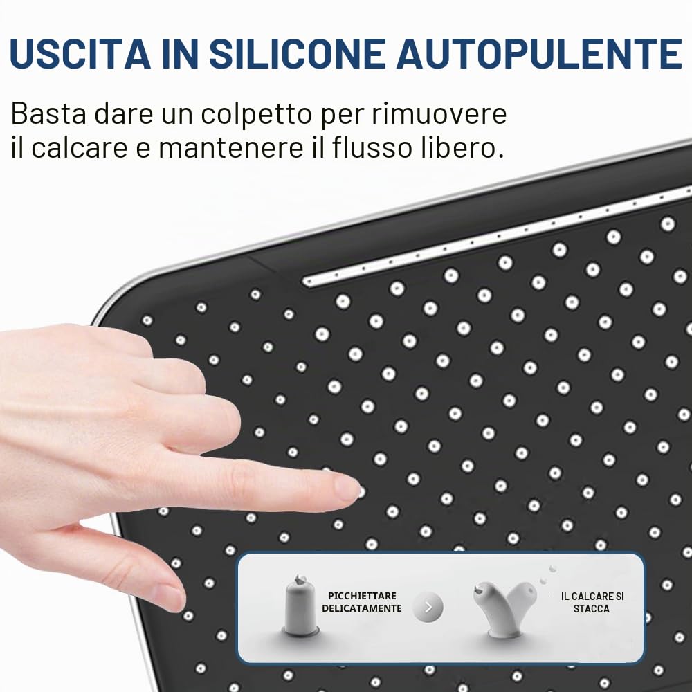 Soffione Doccia Grande 33cm Parete Docce Fisse Anticalcare Regolabile 360°
